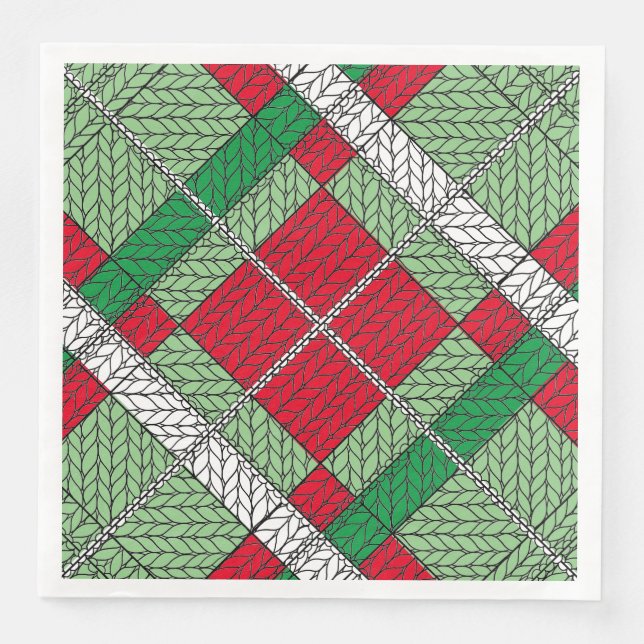 HOLIDAY ARGYLE KNIT Standard Dinner Napkins (Front)