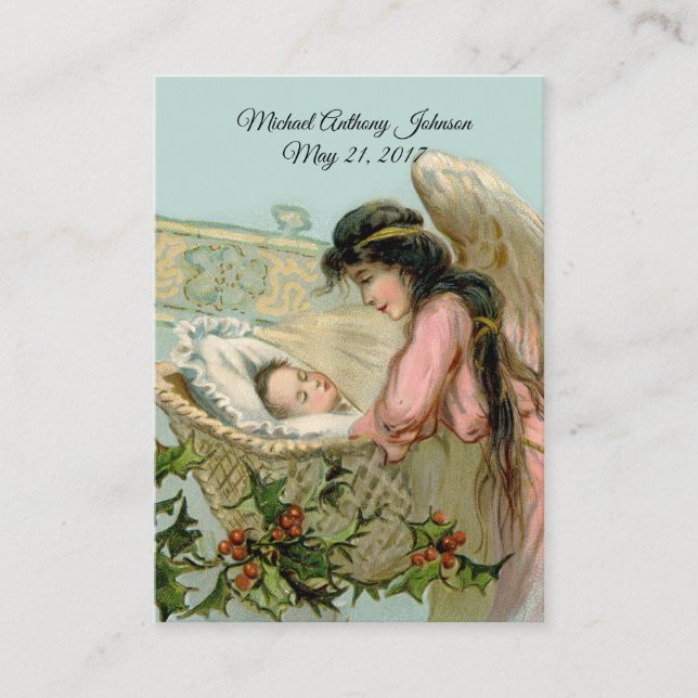 Holiday Baby Baptismal Remembrance Holy Card (Front)