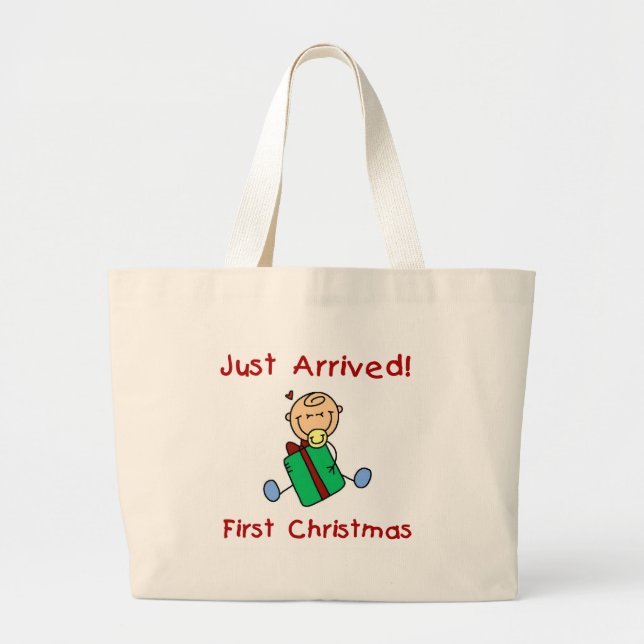 Holiday Baby Boy Just Arrived Large Tote Bag (Front)
