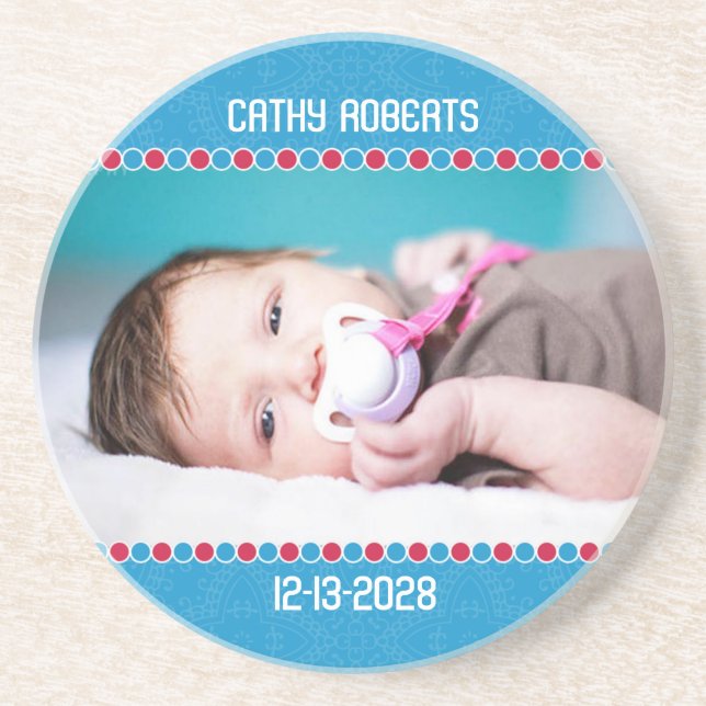 Holiday Baby Boy Photo Coaster (Front)