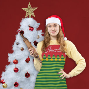 Holiday Baking Apron with Elf Design