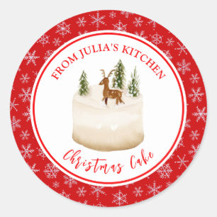 Holiday Baking Christmas Cake Classic Round Sticker