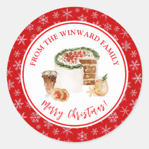 Holiday Baking Christmas Cake Classic Round Sticker