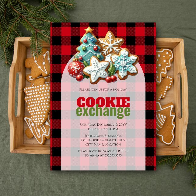 Holiday Baking Christmas Cookie Exchange Invitation (Christmas holiday cookie exchange customizable invitation)
