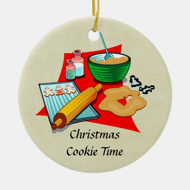 Holiday Baking Christmas Cookies Ingredients Baker Ceramic Ornament (Front)