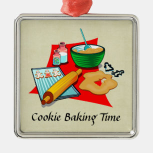 Holiday Baking Christmas Cookies Ingredients Baker Metal Ornament
