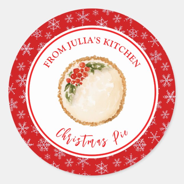 Holiday Baking Christmas Pie Classic Round Sticker (Front)