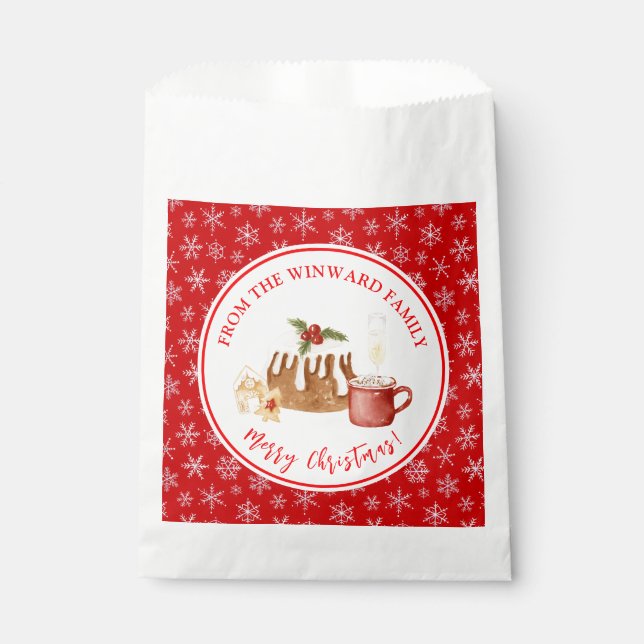 Holiday Baking Christmas Pudding Favour Bag (Front)