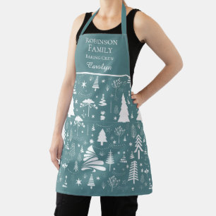 Holiday Baking Crew Christmas Trees Custom Name Apron