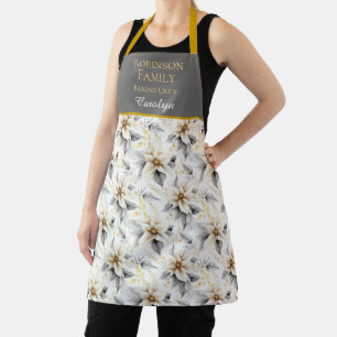 Holiday Baking Crew Poinsettia Custom Name Apron