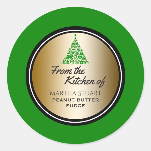 Holiday Baking Green Gold From the Kitchen of Classic Round Sticker (Front)