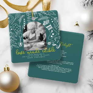 Holiday Baking Green Photo Christmas Recipe Ceramic Ornament