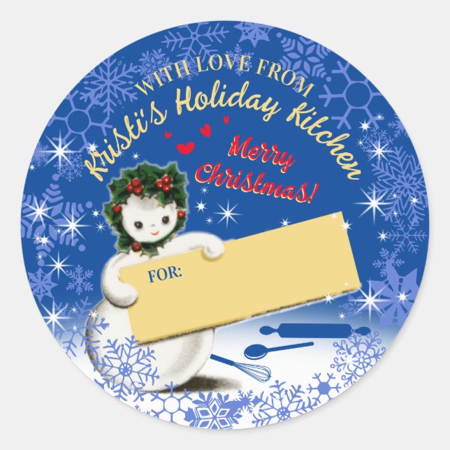 Holiday baking homemade Christmas cookies to from Classic Round Sticker (Front)