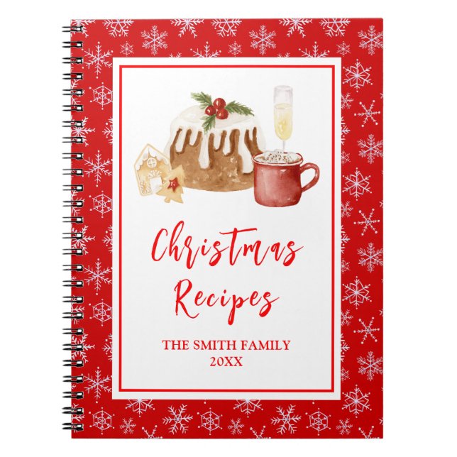 Holiday Baking Recipes Christmas Pudding Notebook (Front)