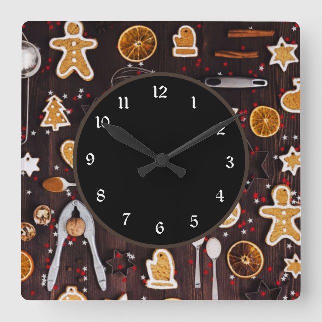 Holiday Baking Square Wall Clock (Front)