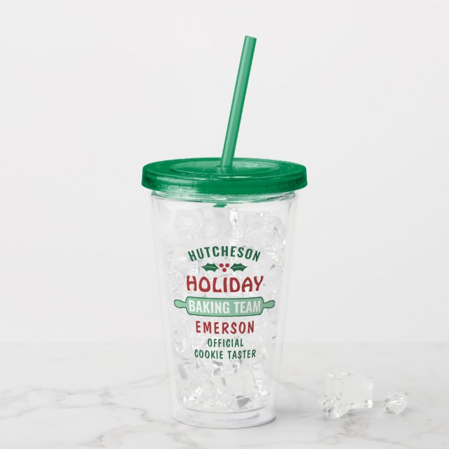 Holiday Baking Team Christmas Cookie Party Cute Acrylic Tumbler (Back Ice)