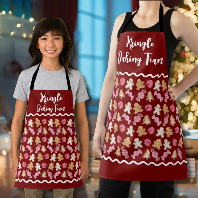 Holiday Baking Team Gingerbread Pattern Custom Apron (Creator Uploaded)