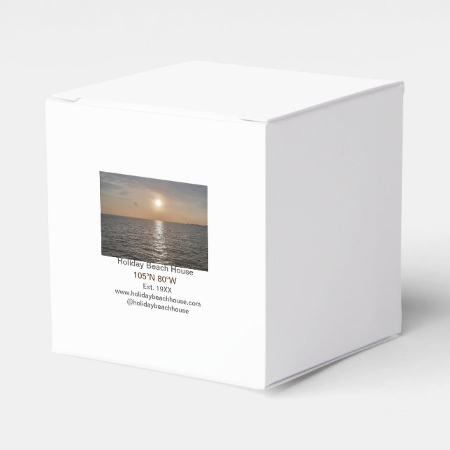 Holiday beach ocean house longitude latitude est.  favour box (Front Side)