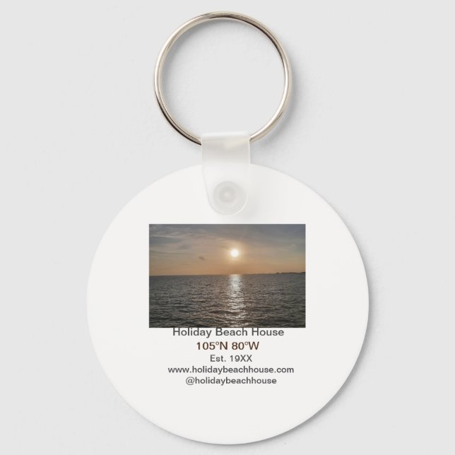 Holiday beach ocean house longitude latitude est.  key ring (Front)