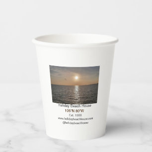 Holiday beach ocean house longitude latitude est. paper cups