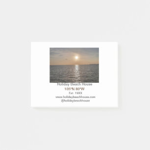 Holiday beach ocean house longitude latitude est. post-it notes