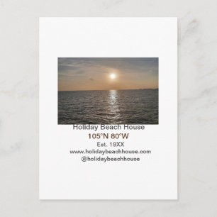 Holiday beach ocean house longitude latitude est. postcard