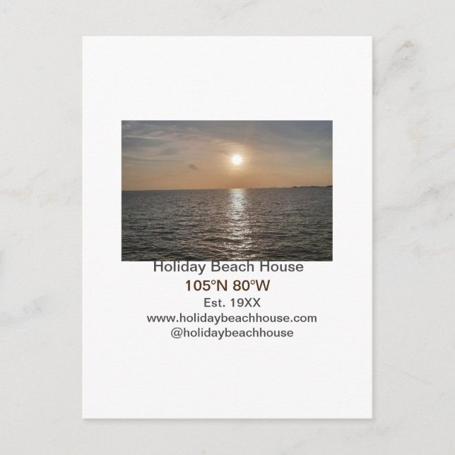 Holiday beach ocean house longitude latitude est.  postcard (Front)