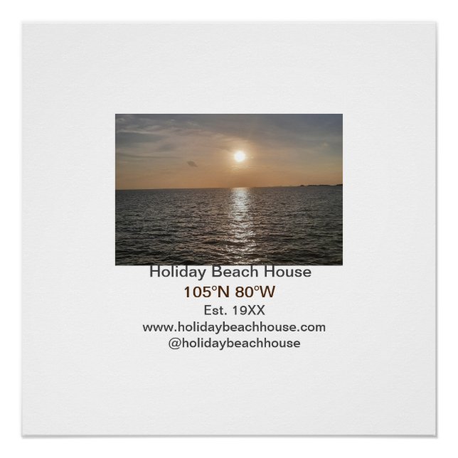 Holiday beach ocean house longitude latitude est.  poster (Front)