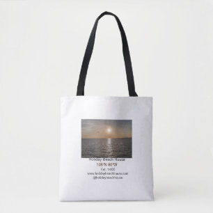 Holiday beach ocean house longitude latitude est. tote bag