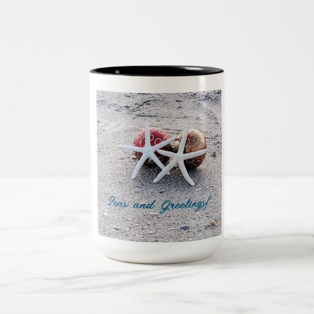 Holiday beach theme Mug with starfish and Ornament (Center)
