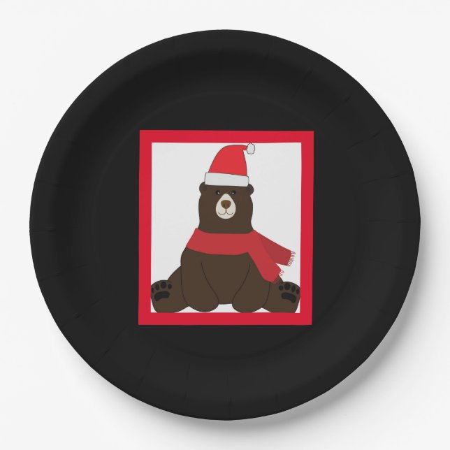 Holiday Bear Photo Paper Plate (Front)