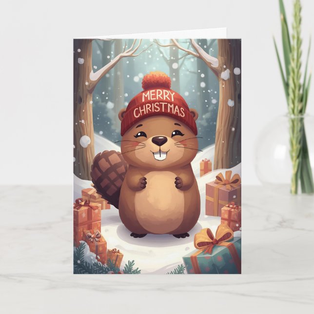 Holiday Beaver Greeting (Front)