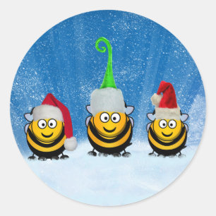 Holiday Bee Elves at the North Pole Christmas Classic Round Sticker