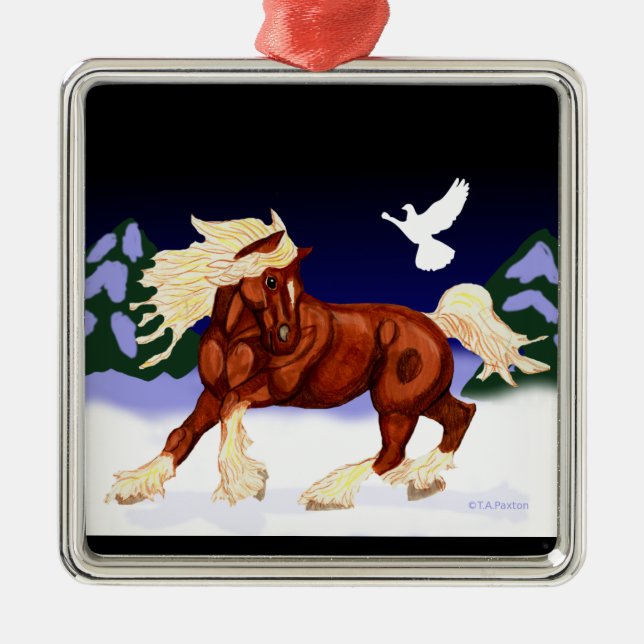 Holiday Belgian Draught   Horse Ornament (Front)
