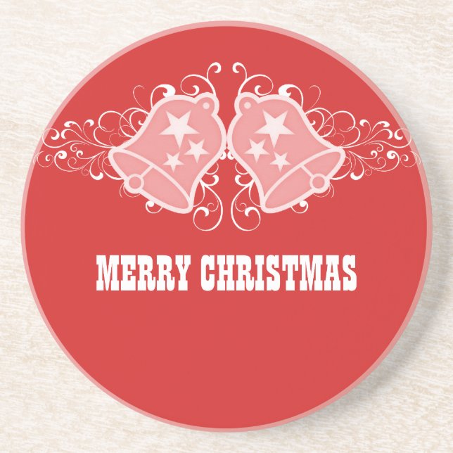 Holiday Bells and Swirls Coaster, Red Coaster (Front)
