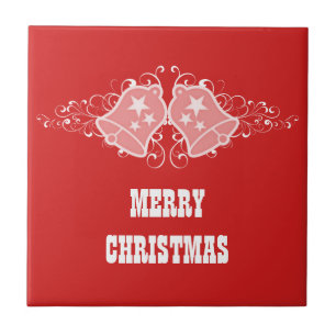 Holiday Bells and Swirls Tile, Red Tile