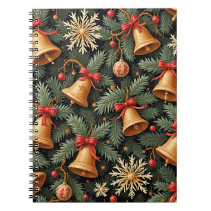 Holiday Bells, Decorative Christmas Pattern, Notebook