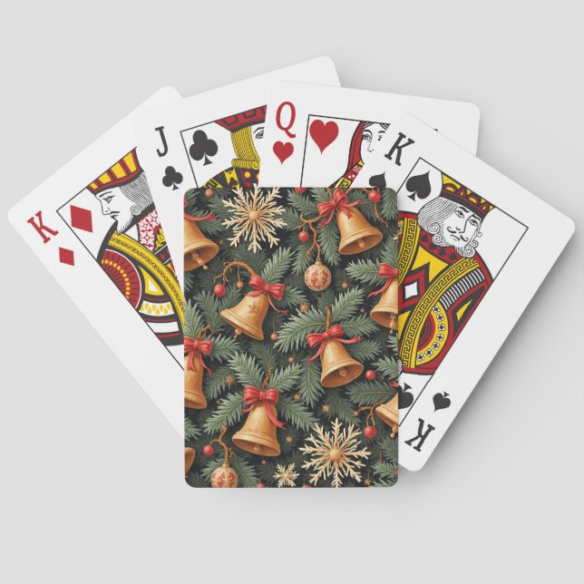 Holiday Bells, Decorative Christmas Pattern, Playing Cards (Back)