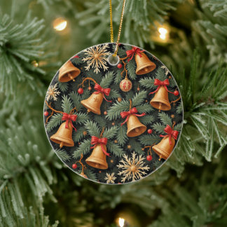 Holiday Bells, decorative pattern. Ceramic Ornament