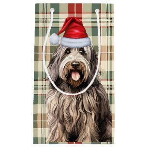 Holiday Bergamasco Dog Fun Plaid Christmas Small Gift Bag