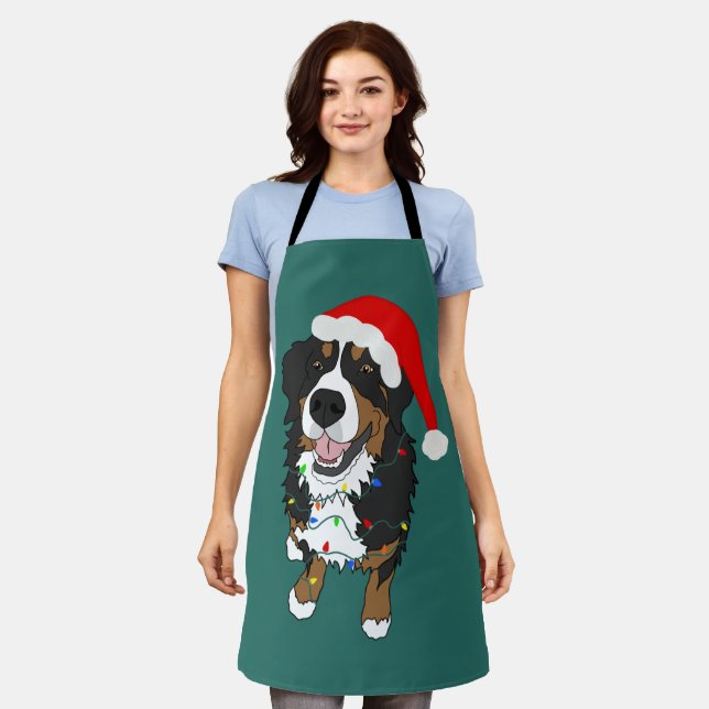 Holiday Bernese Mountain Dog  Apron (Worn)