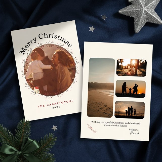 Holiday Berry Branch Christmas Photo Holiday Card (elegant photo christmas cards)