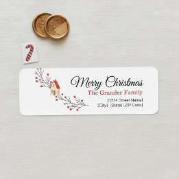 Holiday Berry Branch Christmas Return Address Label