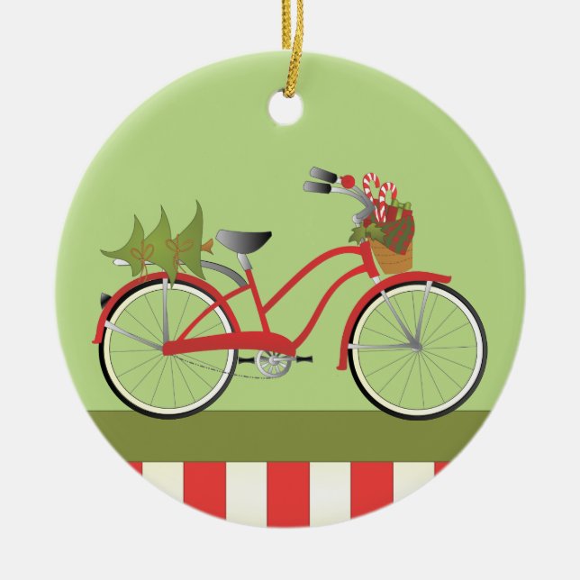 Holiday Bicycle Ceramic Tree Decoration (Front)