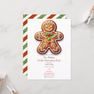 Holiday Big Gingerbread Cookie Decorating Party Invitation