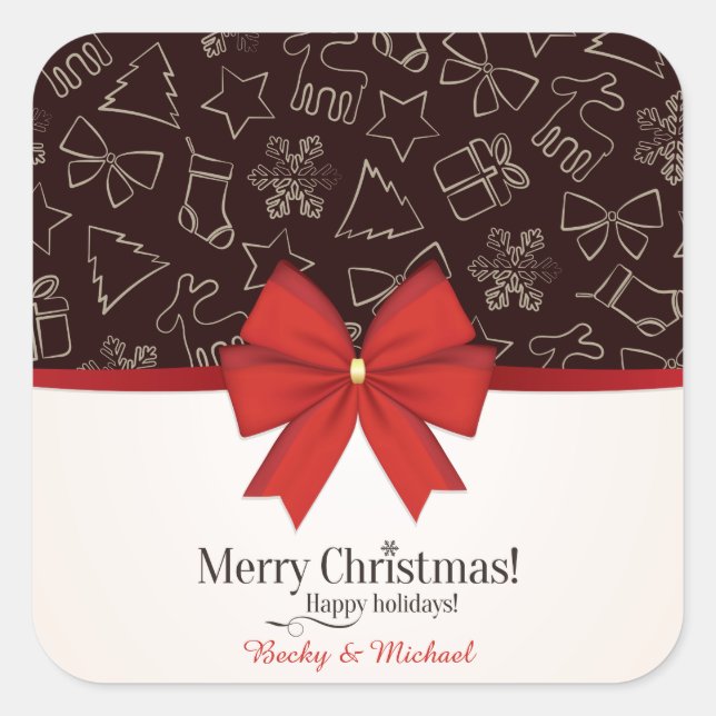 Holiday Big Red Bow Sticker (Front)