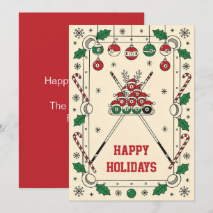 Holiday Billiard player Christmas Cards