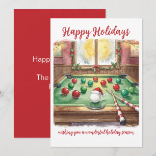 Holiday Billiard player Christmas Cards