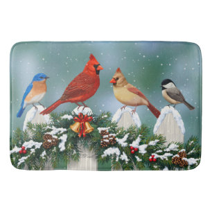 Holiday Birds & Christmas Garland Bath Mat