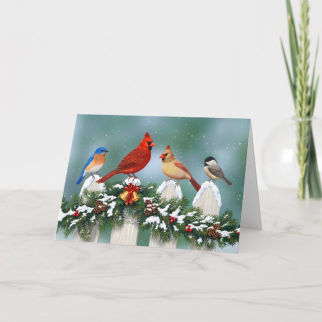 Holiday Birds & Christmas Garland Card (Front)